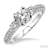 3/4 Ctw Diamond Engagement Ring with 1/3 Ct Round Cut Center Stone in 14K White Gold