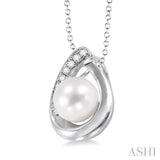 Silver Pearl & Diamond Pendant