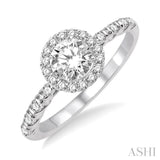 1/2 Ctw Diamond Engagement Ring with 1/4 Ct Round Cut Center Stone in 14K White Gold