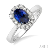 Oval Shape Gemstone & Diamond Ring