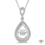 1/10 Ctw Pear Shape Diamond Emotion Pendant in Sterling Silver with Chain