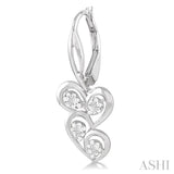 Silver Twice Heart Shape Diamond Fashion Earrings