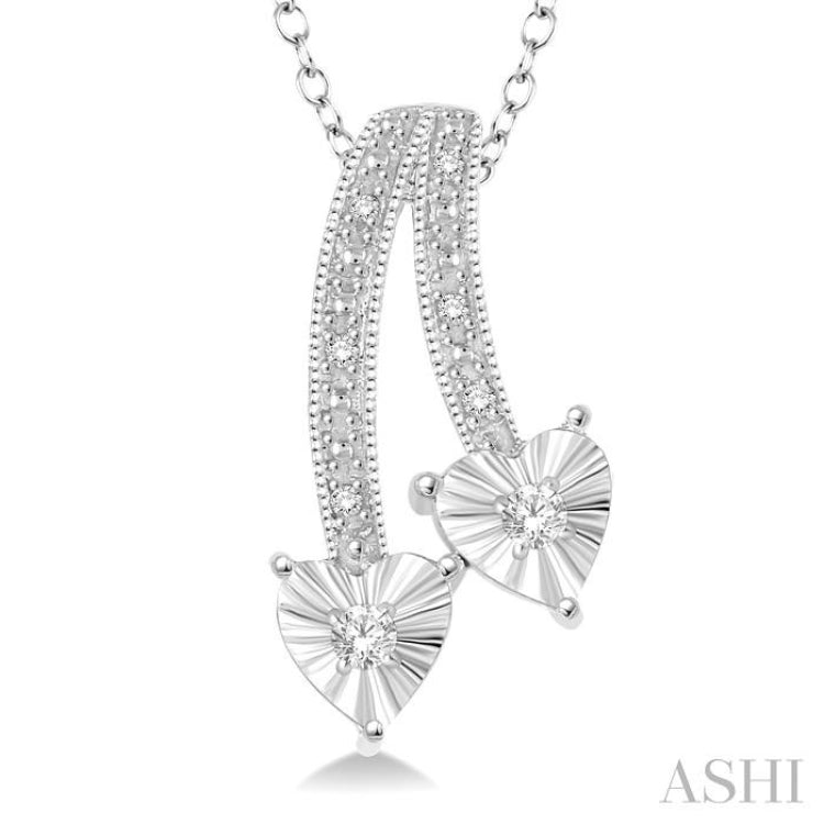 Silver Heart Shape 2 Stone Diamond Fashion Pendant