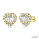 Heart Shape Baguette Diamond Fashion Earrings