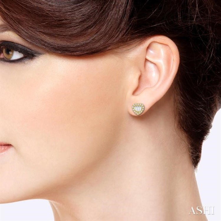 Heart Shape Baguette Diamond Fashion Earrings