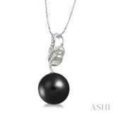 Black Pearl & Diamond Fashion Pendant