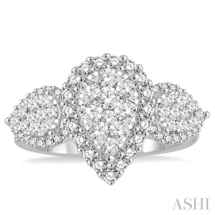 Pear Shape Past Present & Future Lovebright Diamond Engagement Ring
