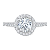 14K White Gold Round Cut Diamond Halo Engagement Ring (Semi-Mount)