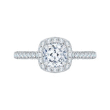 Cushion Cut Halo Diamond Engagement Ring In 14K White Gold (Semi-Mount)