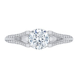 14K White Gold Round Diamond Engagement Ring with Split Shank (Semi-Mount)