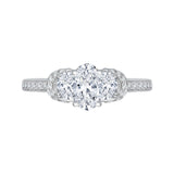 14K White Gold Oval Diamond Three-Stone Engagement Ring