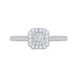 14K White Gold Princess Cut Diamond Halo Engagement Ring