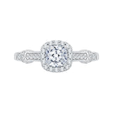 Cushion Cut Halo Diamond Engagement Ring In 14K White Gold