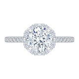 14K White Gold Round Cut Diamond Halo Engagement Ring (Semi-Mount)