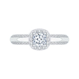 14K White Gold Cushion Diamond Halo Engagement Ring