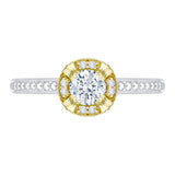 14K Two-Tone Gold Round Diamond Engagement Ring