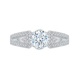 14K White Gold Round Diamond Engagement Ring with Split Shank (Semi-Mount)