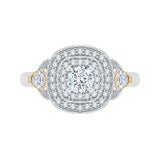 14K Two-Tone Gold Round Diamond Double Halo Engagement Ring