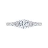 14K White Gold Round Diamond Engagement Ring with Split Shank