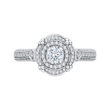 14K White Gold Round Diamond Double Halo Engagement Ring