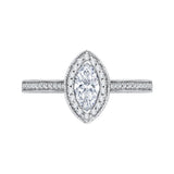 Marquise Diamond Halo Engagement Ring In 14K White Gold