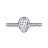 14K White Gold Pear Diamond Halo Engagement Ring