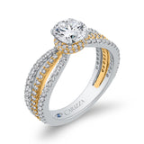 14 Kt White & Yellow Gold Carizza Bridal Engagement Ring
