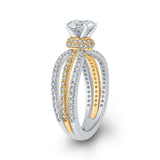 14 Kt White & Yellow Gold Carizza Bridal Engagement Ring