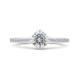 14K Two Tone Gold Round Cut Diamond Engagement Ring