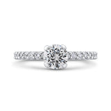 Round Diamond Engagement Ring In 14K White Gold