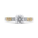 14K Two Tone Gold Round Diamond Engagement Ring (Semi-Mount)