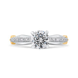 14K Two-Tone Gold Round Diamond Engagement Ring with Euro Shank (Semi-Mount)