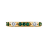 14K Two-Tone Gold Round Diamond and Green Tsavorite Wedding Band