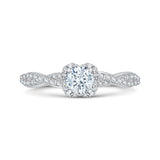 14K White Gold Round Diamond Floral Engagement Ring