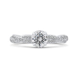 14K White Gold Round Diamond Floral Engagement Ring