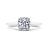 14K White Gold Round Diamond Halo Engagement Ring