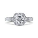 14K White Gold Round Diamond Double Halo Engagement Ring