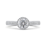 14K White Gold Round Diamond Halo Engagement Ring