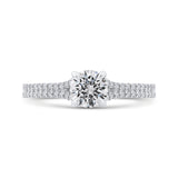 14K White Gold Round Diamond Engagement Ring with Split Shank