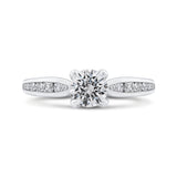 14K White Gold Round Diamond Cathedral Style Engagement Ring