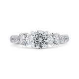 14K White Gold Three-Stone Engagement Ring with Round Diamond (Semi-Mount)