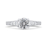 14K White Gold Round Diamond Three-Stone Plus Engagement Ring with Euro Shank (Semi-Mount)