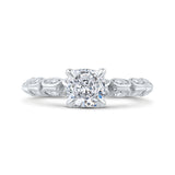 14K White Gold Bezel Set Double Row Cushion Diamond Engagement Ring (Semi-Mount)