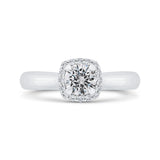 14K White Gold Round Cut Diamond Halo Engagement Ring