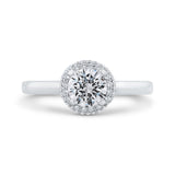 14K White Gold Round Cut Diamond Halo Engagement Ring