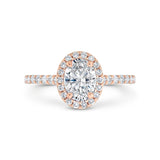 14K Rose Gold Oval Cut Diamond Halo Engagement Ring (Semi-Mount)