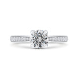 14K White Gold Round Diamond Solitaire Plus Engagement Ring