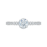 14K White Gold Round Diamond Floral Engagement Ring