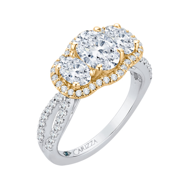 14 Kt White & Yellow Gold Carizza Bridal Engagement Ring