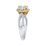 14 Kt White & Yellow Gold Carizza Bridal Engagement Ring